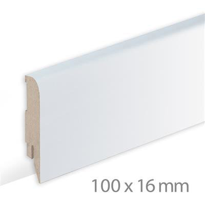Modern skirting board white paintable L - (2500x16x100)